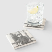 ヴィンテージサンタはクリスマスを採取できます ストーンコースター (横)