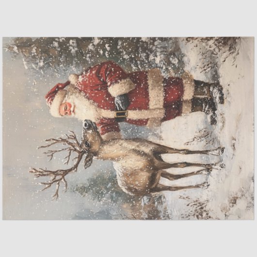 ヴィンテージサンタはトナカイの減退を選ぶ 薄葉紙 (正面)