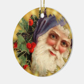 ヴィンテージサンタは陶磁器のクリスマスのオーナメントに直面します セラミックオーナメント (左)