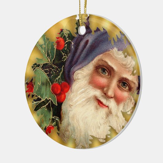 ヴィンテージサンタは陶磁器のクリスマスのオーナメントに直面します セラミックオーナメント (左)