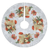 ヴィンテージサンタまたはセントニックツリースカート ブラッシュドポリエステルツリースカート (正面)