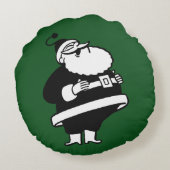 ヴィンテージサンタをクリスマスグリーンで笑う ラウンドクッション (裏面)