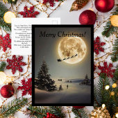 ヴィンテージサンタアンダーフルムーン飛んでいるはがき シーズンポストカード