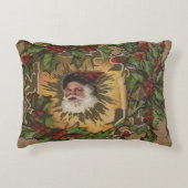 ヴィンテージサンタアンティークホリークリスマス アクセントクッション (正面)