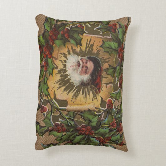 ヴィンテージサンタアンティークホリークリスマス アクセントクッション (裏面(縦))