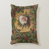 ヴィンテージサンタアンティークホリークリスマス アクセントクッション (正面(垂直))