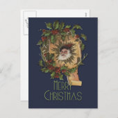 ヴィンテージサンタアンティークホリークリスマス シーズンポストカード (正面/裏面)