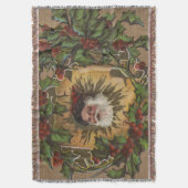 ヴィンテージサンタアンティークホリークリスマス スローブランケット (正面縦)