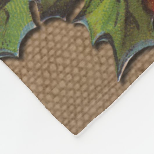 ヴィンテージサンタアンティークホリークリスマス フリースブランケット (角)