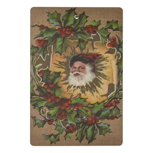 ヴィンテージサンタアンティークホリークリスマス ミニクリップボード (裏面)