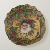 ヴィンテージサンタアンティークホリークリスマス ラウンドクッション (裏面)