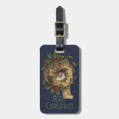 ヴィンテージサンタアンティークホリークリスマス ラゲッジタグ (正面縦)