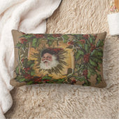 ヴィンテージサンタアンティークホリークリスマス ランバークッション (ブランケット)