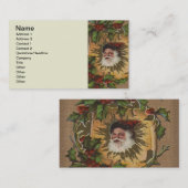 ヴィンテージサンタアンティークホリークリスマス 名刺 (正面/裏面)