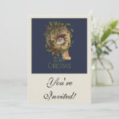 ヴィンテージサンタアンティークホリークリスマス 招待状 (スタンド正面)