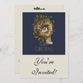 ヴィンテージサンタアンティークホリークリスマス 招待状 (正面/裏面)