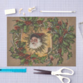 ヴィンテージサンタアンティークホリークリスマス 薄葉紙 (クラフト)