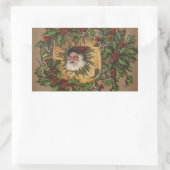 ヴィンテージサンタアンティークホリークリスマス 長方形シール (バッグ)