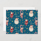 ヴィンテージサンタアンドキャンディーケーンのラップはがき ポストカード (正面/裏面)