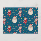 ヴィンテージサンタアンドキャンディーケーンのラップはがき ポストカード (正面)