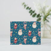 ヴィンテージサンタアンドキャンディーケーンのラップはがき ポストカード (スタンド正面)