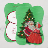 ヴィンテージサンタアンドフレンズクリアトマスフラットカード 案内状 (正面/裏面)