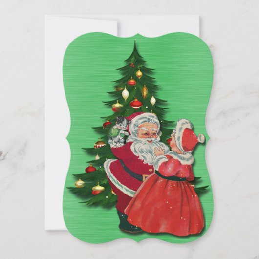 ヴィンテージサンタアンドフレンズクリアトマスフラットカード 案内状 (正面)