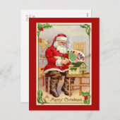 ヴィンテージサンタアーティストクリスマス シーズンポストカード (正面/裏面)
