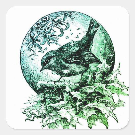 ヴィンテージサンタイラストレーションスクエアステッカー スクエアシール (正面)