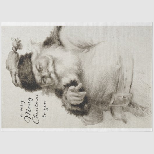 ヴィンテージサンタイラストレーションデクページ 薄葉紙 (正面)