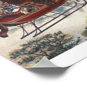 ヴィンテージサンタインスリー飛んでいる ポスター (角)