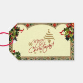 ヴィンテージサンタインホリーフレームギフトラベル ギフトタグ (裏面横)