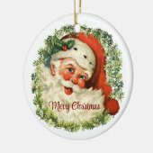 ヴィンテージサンタインリースオーナメント セラミックオーナメント (左)