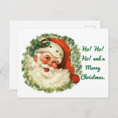 ヴィンテージサンタインリースホリディハガキ シーズンポストカード (正面/裏面)