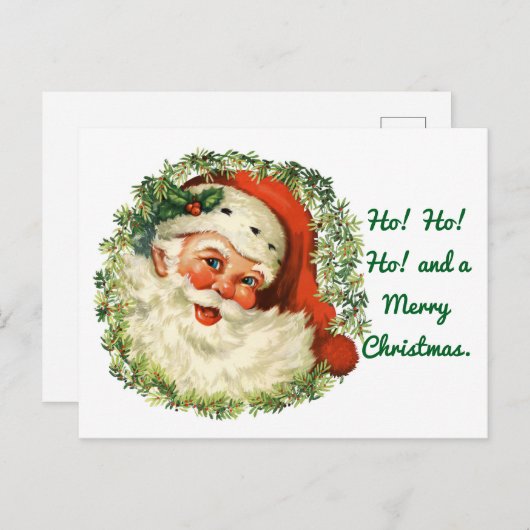 ヴィンテージサンタインリースホリディハガキ シーズンポストカード (正面/裏面)