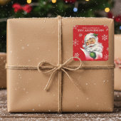 ヴィンテージサンタウィズスノーフレークカスタムクリスマス スクエアシール