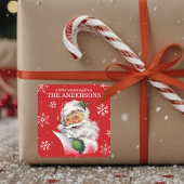 ヴィンテージサンタウィズスノーフレークカスタムクリスマス スクエアシール