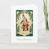 ヴィンテージサンタウィズパイプクリスマスホリデーファインアート カード (正面)