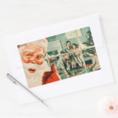 ヴィンテージサンタウォッチングファミリー 長方形シール (封筒)