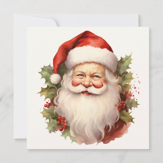 ヴィンテージサンタウォーター色クリスマスカード カード (正面)