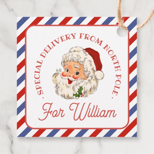 ヴィンテージサンタエアメールクリスマスギフトラベル フェイバータグ (裏面)