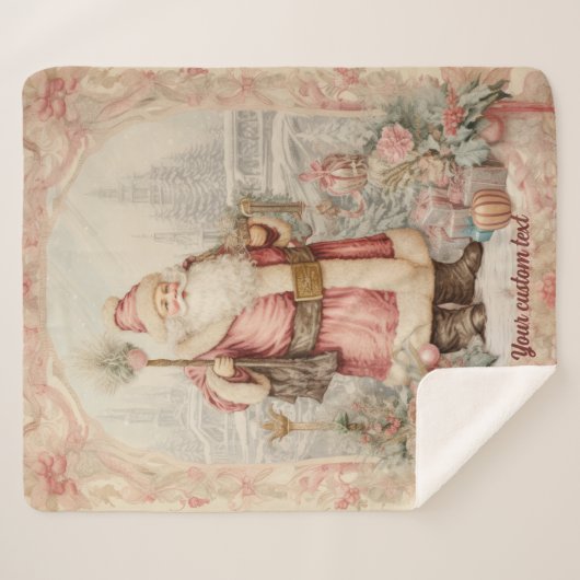 ヴィンテージサンタエレガンスクラシッククリスマス シェルパブランケット (正面(横))