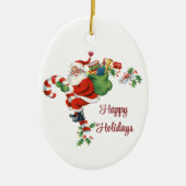 ヴィンテージサンタオンアキャンディーケーンオーナメント セラミックオーナメント (正面)