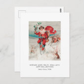 ヴィンテージサンタオンサイクリスクリスマスホリデーアート ポストカード (正面/裏面)