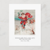 ヴィンテージサンタオンサイクリスクリスマスホリデーアート ポストカード (正面)