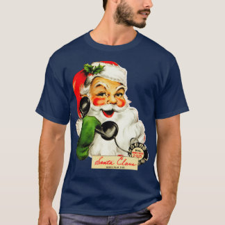 ヴィンテージサンタオンザテレフォンレトロクリスマス Tシャツ