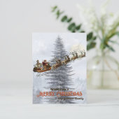 ヴィンテージサンタオンスリーとトナカイのクリスマス シーズンポストカード (スタンド正面)