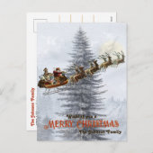 ヴィンテージサンタオンスリーとトナカイのクリスマス シーズンポストカード (正面/裏面)