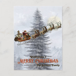 ヴィンテージサンタオンスリーとトナカイのクリスマス シーズンポストカード