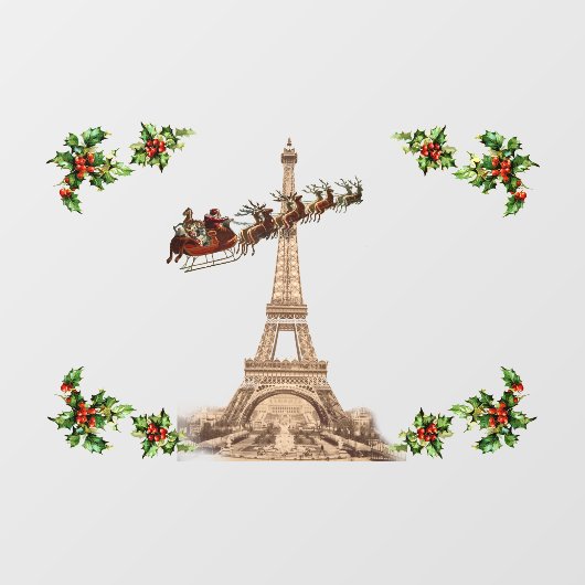 ヴィンテージサンタオーバーパリのクリスマスウィンドウスリッチ ウィンドウサイン (シート)